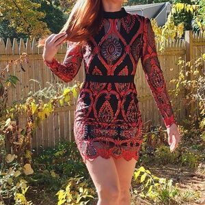 Lace dress with beads on the lace